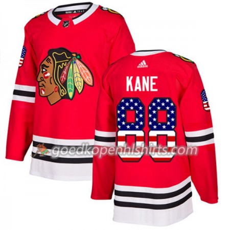 Chicago Blackhawks Patrick Kane 88 Adidas 2017-2018 Rood USA Flag Fashion Authentic Shirt - Mannen